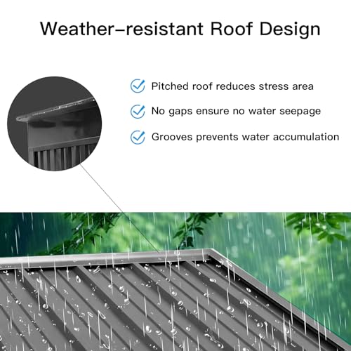 Garden Storage Shed Metal 6 x 4 FT Outdoor Box with Base Vents Lockable Door Sloped Pent Roof for Patio Backyard Bike Tool All Weather - Image 3