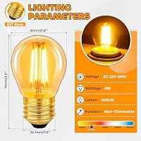2 Stück E27 LED 4W Edison Vintage Glühbirne, G45 Vintage Glühlampe, Ersetzt 40W Glühlampen, Warmweiß 2200K Bernstein Glas Lampe, Nicht Dimmbar, Nostalgische Dekoration für Zuhause, Hotel, Café, Bar – Ansicht 2