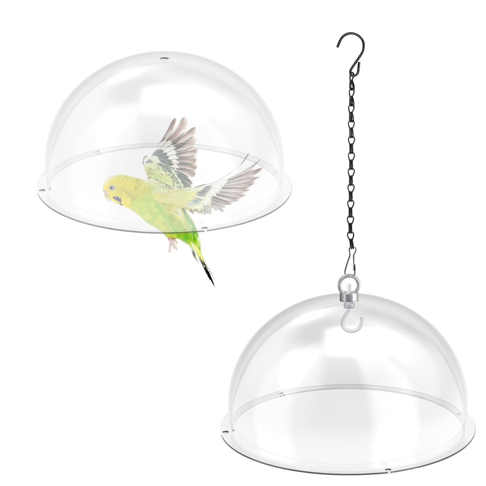 2 pièces Dôme de Protection pour Mangeoires à Oiseaux,Diamètre 30cm Couverture de Pluie Transparente Anti Écureuils Idéal,avec des Chaînes,pour Le Jardin et la Terrasse