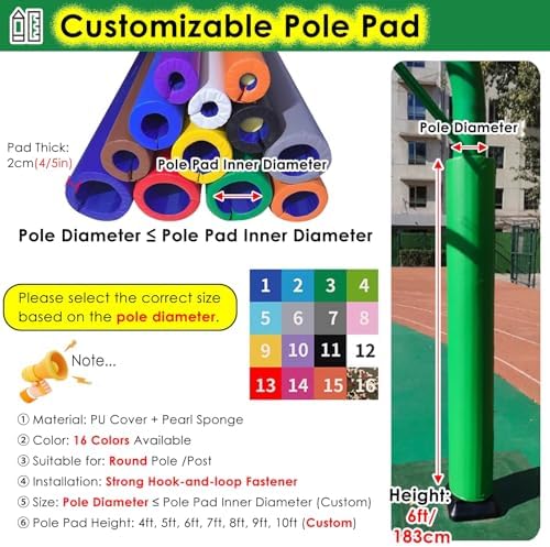 Post Protector Cush Pole Column Guard - Thick Foam Padding with Hook & Loop Closure for Basement Gym, Playground Safety Self-Adhesive Pad - Durable Protection for Kids & Fitness image 3