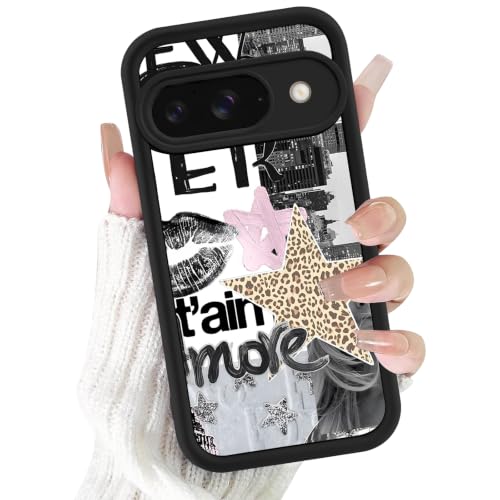 Vulfwela Google Pixel 9/9 Pro 6.3�C���`�p �L���[�g �N�[�� �u���b�N Y2K �X�^�[ �R���[�W�� �X�}�z�P�[�X Rerto �A�[�o�� ���b�v�X �p�^�[�� �g�ѓd�b�P�[�X �g�����f�B �\�t�g TPU �t���J���� �ϏՌ� �ی�