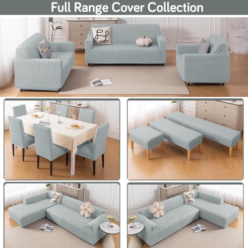 Image of HOKIPO 'Aria Nova' Elastic Stretchable 280 GSM Bubble Sofa Cover for 1 Seater, Light Grey (NEW-AR-6208-LGRY)