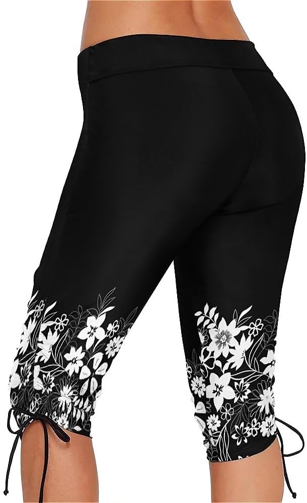 Urchics Womens Plus Size Rash Guard Capris High Waist Swimwear Bottoms Long Swim Shorts Tankini Bottom Swim Lengging