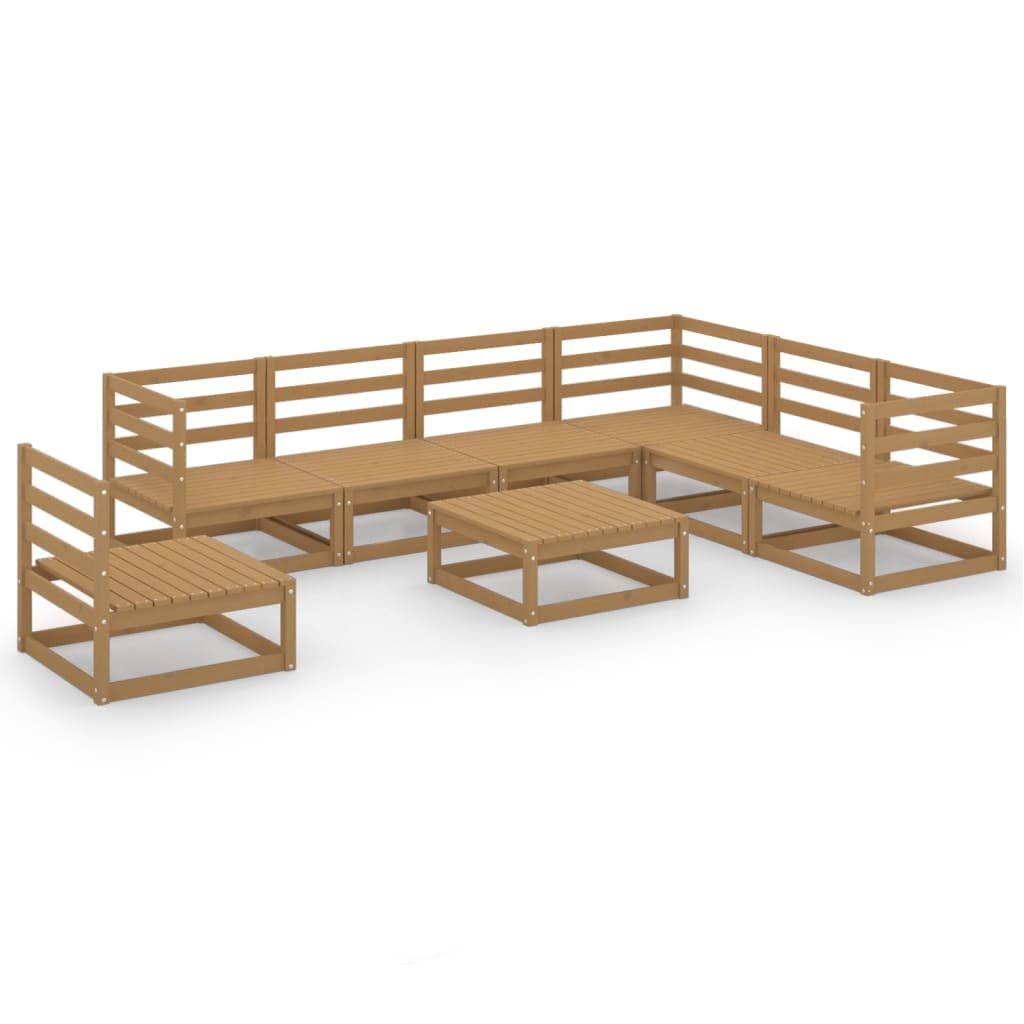 Juego de muebles de jardín de madera maciza de pino resistente a la intemperie, 70 x 70 cm, color marrón miel