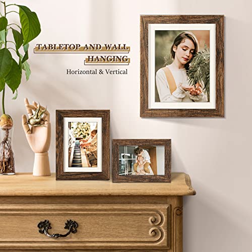 Hamitor Picture Frames Set Wall Gallery: 10 Pcs Family Photo Frames Set For Wall Or Tabletop Decor Including Two 8×10 Four 5×7 Four 4×6 - Rustic Brown #TOP3