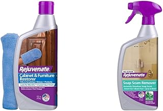 Rejuvenate RJ16CCLAM Cabinet & Furniture Restorer 16 oz, Clear, 16 Fl Oz & Scrub Soap Scum Remover Non-Abrasive Cleaning Formula-Spray and Rinse, 24-Ounce