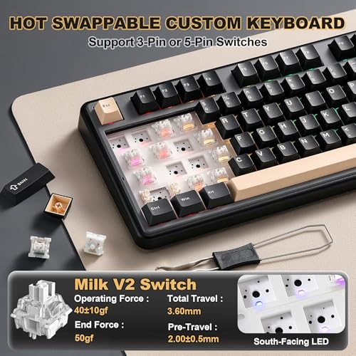 Image of YUNZII B98 PRO 96% Wireless Mechanical Keyboard (Black, Milk Switch)