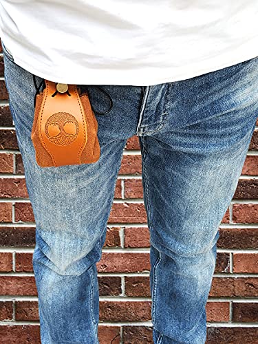 Image of Celtic Tree DND Gifts Dice Bag - Tray with Drawstring & Button Genuine Leather Dice Pouch Storage Bag for d&d Dices Jewelry Coin & Small Accessories