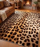 YIHOUSE 5‘x7' Washable Leopard Area Rug for Living Room