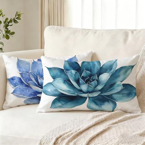 Housse de coussin impermeable bleu lotus 40 x 60 cm qui resiste a l eau du jardin