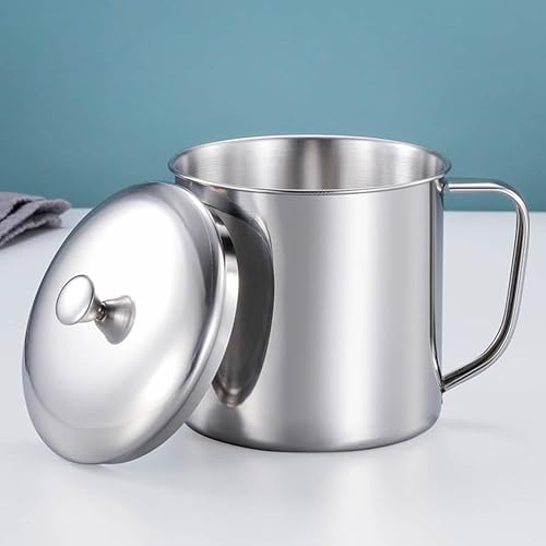 Miniatura 6 de Amosfun Taza de acero inoxidable con tapa y asa, taza de té de café de 20 onzas para acampar al aire libre y uso diario, 6.1 x 4.7 pulgadas, apto