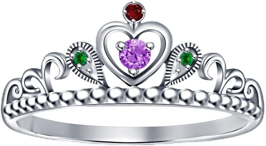 925 Sterling Silver 14K Gold Plated Princess Crown Ring