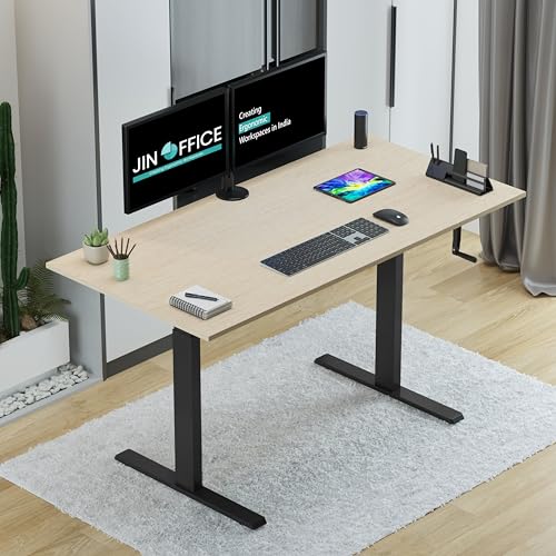Jin Office Vertex Manual Height Adjustable Standing Desk| Adjustable Table with Hand Crank| Sit Stand Ergonomic Desk for Home Office, 3 Year Warranty,80 Kg Wt.Cap| Black & Maple|1500*750mm/ 25MM Thick Jin Office Vertex Manual Height Adjustable Standing Desk| Adjustable Table with Hand Crank| Sit Stand Ergonomic Desk for Home Office, 3 Year Warranty,80 Kg Wt.Cap| Black & Maple|1500*750mm/ 25MM Thick