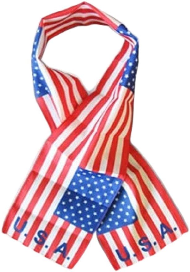 K's Novelties Set of 12 USA American Country Lightweight Flag Printed Knitted Style Scarf 8"x60"