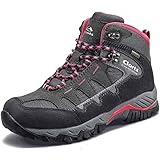 Clorts Women's Pioneer Hiking Boots Waterproof Suede Leather Lightweight Hiking Shoes Dark Grey/Pink US Women Size 7.5 Medium Width