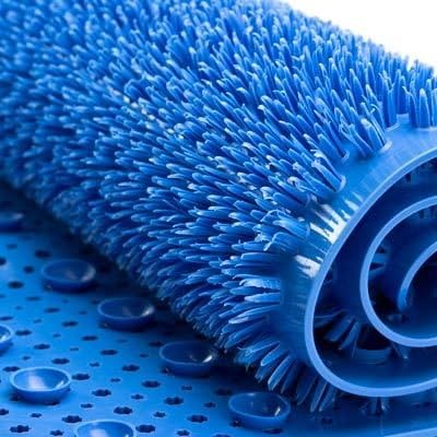 AQUALONA Bath Mat, Anti-Mould Non-Slip Bathtub Mat | Textured Bristle Surface, Suction Cups | Comfort,Blue | 65 x 35cm