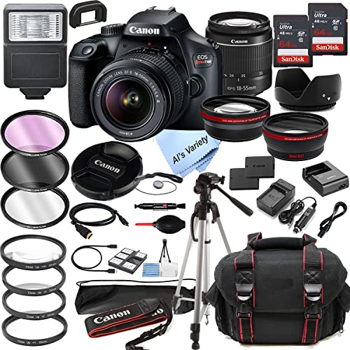 Cámara Canon EOS Rebel T100 DSLR con lente EF-S 18-55mm y accesorios