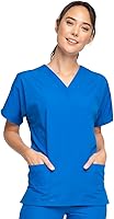 Vista 4 de Cherokee Camiseta médica para mujer, cuello en V, ajuste tradicional con manga Dolman y tela resistente a la decoloración, 4700