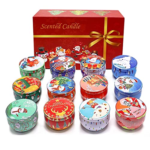 Ewalkor Christmas Scented Candles Gift Set for Women, Soy Wax 2.5oz Portable Travel Tin Jar Aromatherapy Candles on Bath Yoga Sleep, Ideal for Birthday, Mother's or Valentine's Day- Pack 12 Ewalkor Christmas Scented Candles Gift Set for Women, Soy Wax 2.5oz Portable Travel Tin Jar Aromatherapy Candles on Bath Yoga Sleep, Ideal for Birthday, Mother's or Valentine's Day- Pack 12