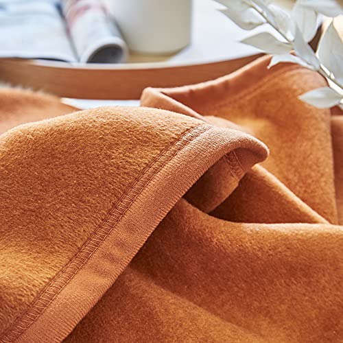 Ibena Plush Solid Color Cotton Blend Queen Bed Blanket Porto - Burnt Orange #TOP5