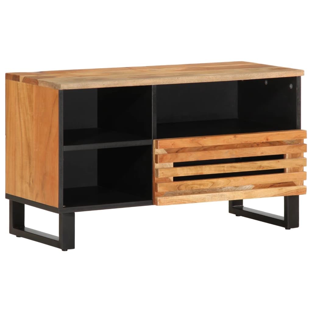 TABOJS Meuble TV en Bois d'acacia Massif 31,5" x13,4 x18,1 – Centre multimédia pour Salon, Console TV, Centre de Divertissement, Solution de Rangement élégante
