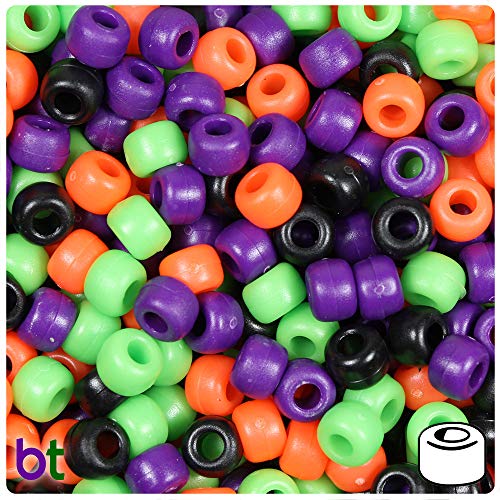 BeadTin Halloween Mix Matte 9mm Barrel Pony Beads (500pcs)