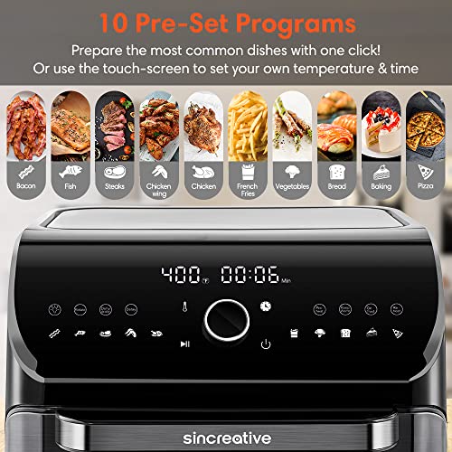 Air Fryer Toaster Oven, 10.6 QT Toaster Oven Air Fryer Combo with Dehydrator & Rotisserie, 10-in-1 XL Large Family Size Air Fryer with LED Touch Screen, 7 ​Accessories, Black - Thumbnail 2