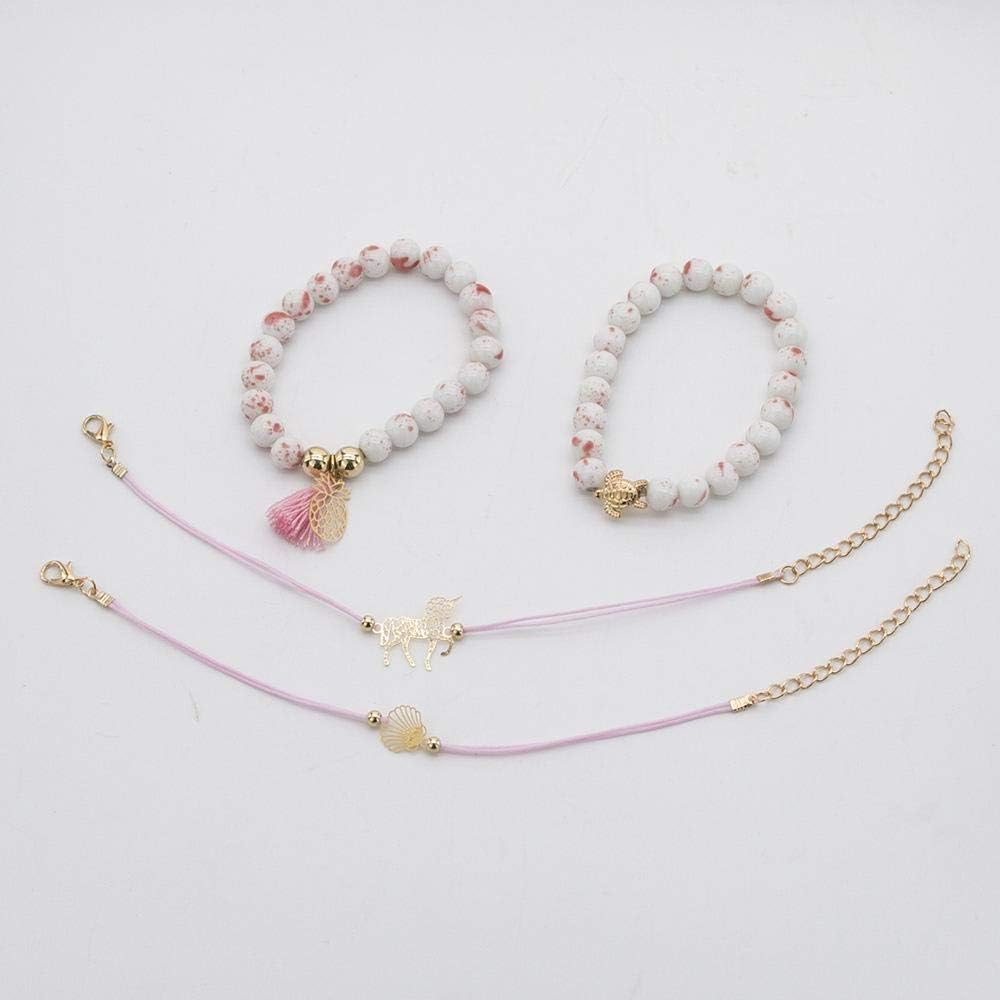 Bracelet New Bohemian Geometric Stone Bracelet Set For Women Vintage Rope Taseel Sequin Unicorn Turtle Shell Female Jewelry Birthday Christmas Present