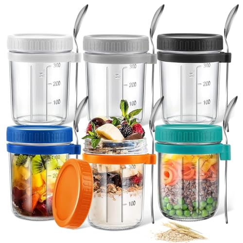 Consejos y comparativas para Comprar Contenedores de cristal con tapa los diez mejores. 37 Aserose Recipientes de Avena,350ML Tarros de Vidrio con Tapa Hermética y Cuchara,contenedor de avena reutilizable de gran capacidad,para Tarros Decorativos de Cocina para...