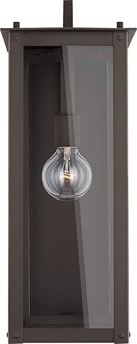 Miniatura 10 de Capital Lighting 934642BK-GL Hunt - Aplique de pared LED de cristal transparente para exteriores, 1 luz de 7 vatios, 36 pulgadas de alto x 14 Negro