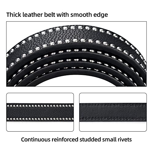 Macoking Black Studded Belt For Women Leather Belt For Dress Jeans Vintage Western Belts (Black-1, S) #TOP3