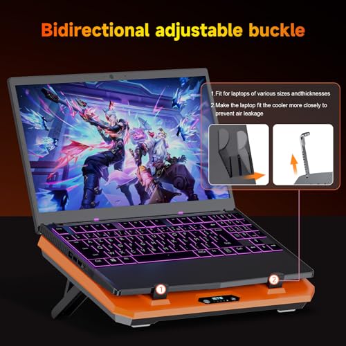 Image of IETS GT300 Upgraded Laptop Cooling Pad with Adjustable Stand, Turbo Boosted Cooler for Rapid Cooling 10-17inch Gaming Laptop, Flexible Sealing Ring,Featuring Air Filtration and USB Hub