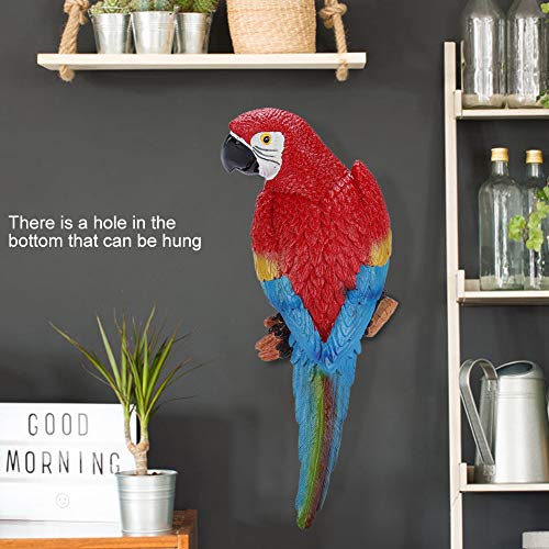 HERCHR Realistic Parrot Sculpture Resin Hanging Parrots Garden Statue Lifelike Bird Figurine Landscape Ornament 12.2×3.9×3.1in Patio Yard Lawn Figurine Birds Animal Outdoor Garden Tree Decor - Image 3