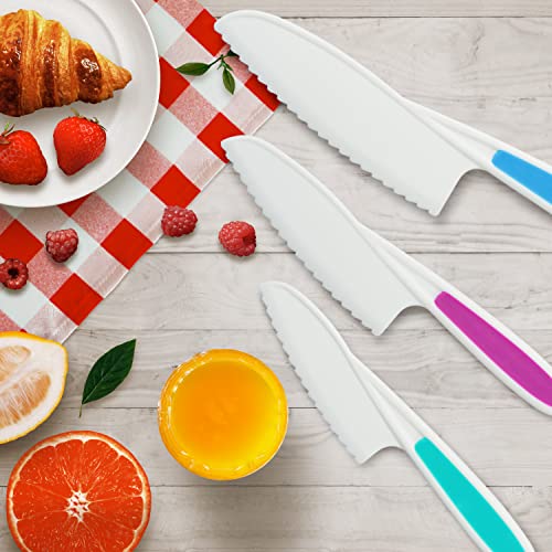 Truchef Kids Knife Set For Cooking And Cutting Fruits, Veggies & Cake - Perfect Starter Knife Set For Little Hands In The Kitchen - 3-Piece Nylon Knife For Kids - Fun & Safe Lettuce Knife #TOP6