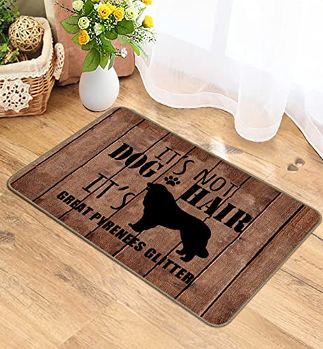 It's Not Dog Hair It's Great Pyrenees Glitter Decorative Indoor Outdoor Doormat, Funny Dog Front Door Mat 17 X 30 Inch For Dog Themed Room Entrance, Front Porch Mat,Funny Dog Decor Mat, Dog Lover Gift #TOP1