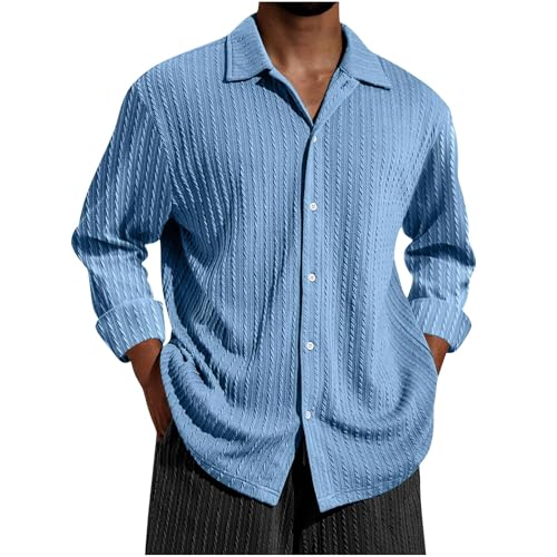 Men's Casual Shirts Long Sleeve Button Down Shirts Going Out Ribbed Sweatshirts Jacquard Texture Outdoors Cardigan