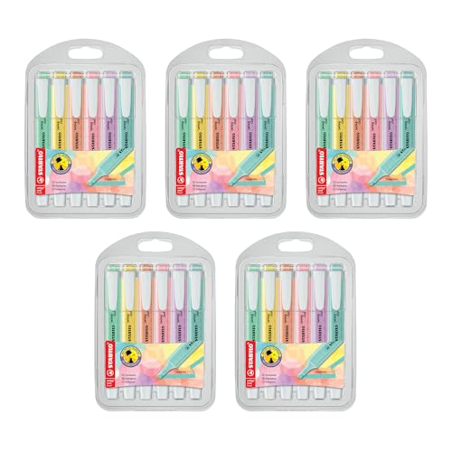 STABILO - Marcador plano - swing cool Pastel - 5x Estuche con 6 colores pastel