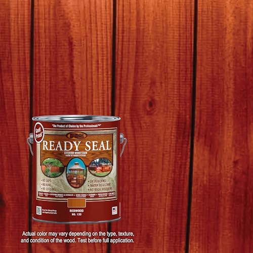 Image of Ready Seal Stain and Sealer 120 Redwood - UV Resistant, Exterior Wood Stain Sealer - 1 Gallon