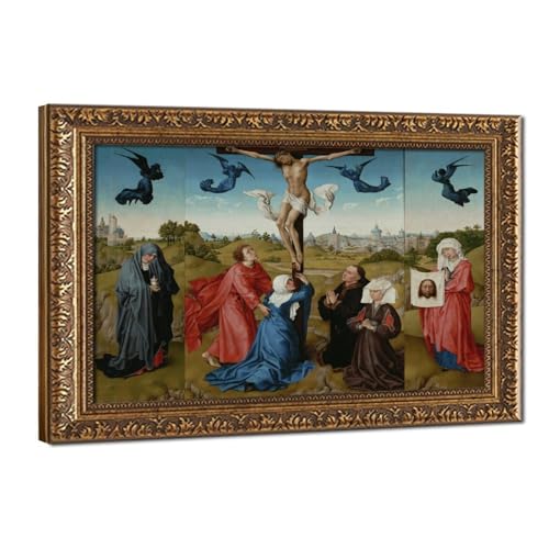 Impression triptyque Crucifixion toile décoration murale bureau 40x61cm