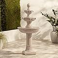 Stafford Italian Outdoor Floor Bubbler Fountain and Waterfalls 48" High 3 Tiered Basins for Yard Garden Patio Backyard Deck Home Lawn Porch House Relaxation Exterior Balcony - John Timberland