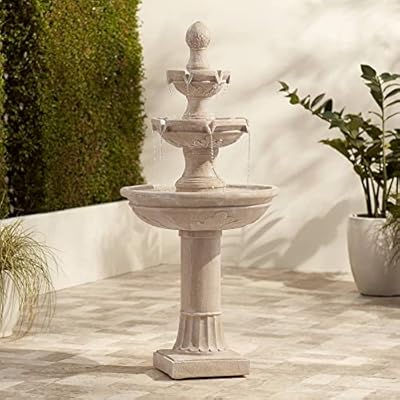 Stafford Italian Outdoor Floor Bubbler Fountain and Waterfalls 48" High 3 Tiered Basins for Yard Garden Patio Backyard Deck Home Lawn Porch House Relaxation Exterior Balcony - John Timberland