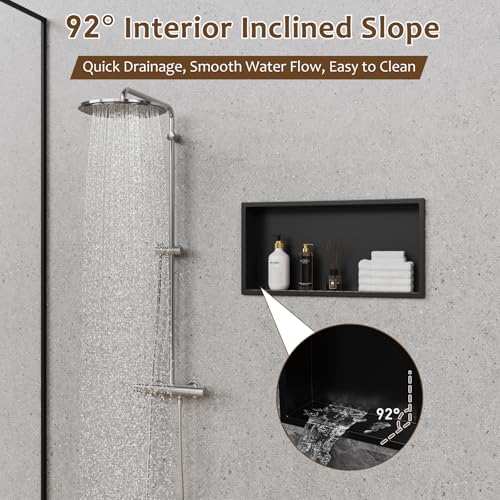 Image of ACEMIRO 23x11 Inch Recessed Medicine Cabinet, Black Medicine Cabinet No Mirror, 304 Stainless Steel Bathroom Wall Niche Cabinet with Storage for Bathroom, Living Room