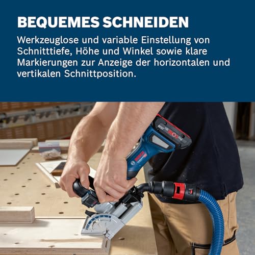 Bosch Professional 18V System Akku-Flachdübelfräse GFF 18V-22 (inkl. Scheibenfräser Ø 105 mm, Staubbeutel, Anklippscheibe, Zweilochmutterndreher, Einlage, L-BOXX, ohne Akku/Ladegerät)