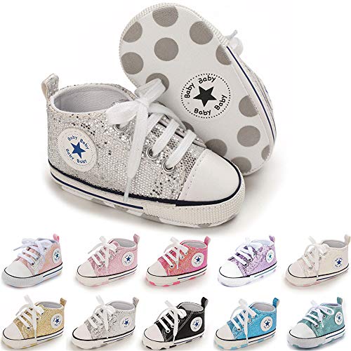 Image of Meckior Infant Baby Boys Girls Canvas Sneaker Soft Sole First Walkers Trainers Lace Up Casual Toddler Shoes