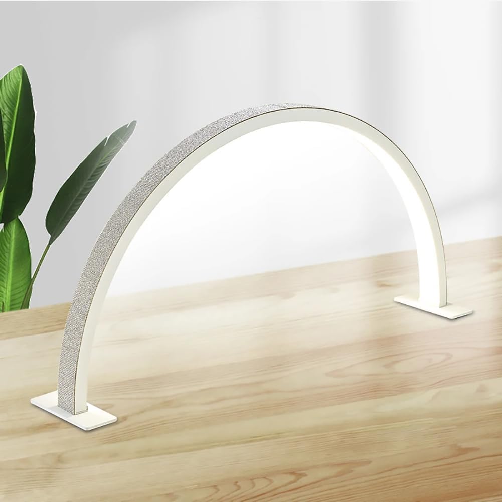 Lámpara De Manicura En Forma De U con Anillo De Arco, Lámpara De Media Luna Led con Atenuación Continua, Lámpara De Pestañas Led De Media Luna De 35 W, Luz De Esteticista Regu, White