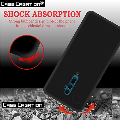 Image of Case Creation for Oppo Reno 10x Zoom 2019 Back case, Oppo Reno 10x Zoom Slim Flexible Smart Look case with 360 Camera All Angle Protection (Pure Black)