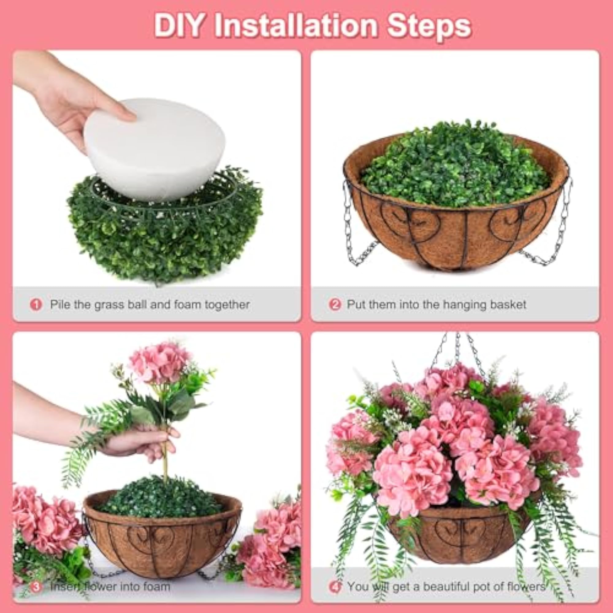 Artificial Hydrangea Flowers with Hanging Basket