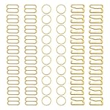Lilaly 60 Pcs 12mm Bra Hooks for Straps 3 Styles Sewing Hooks Bra Rings and Sliders for Bra Straps(Gold)