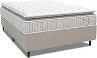Cama Box Colchão Casal Molas Ensacadas City Pillow Top 138x188x61cm Branco/Bege Hellen - Suporta até 110kg por Pessoa