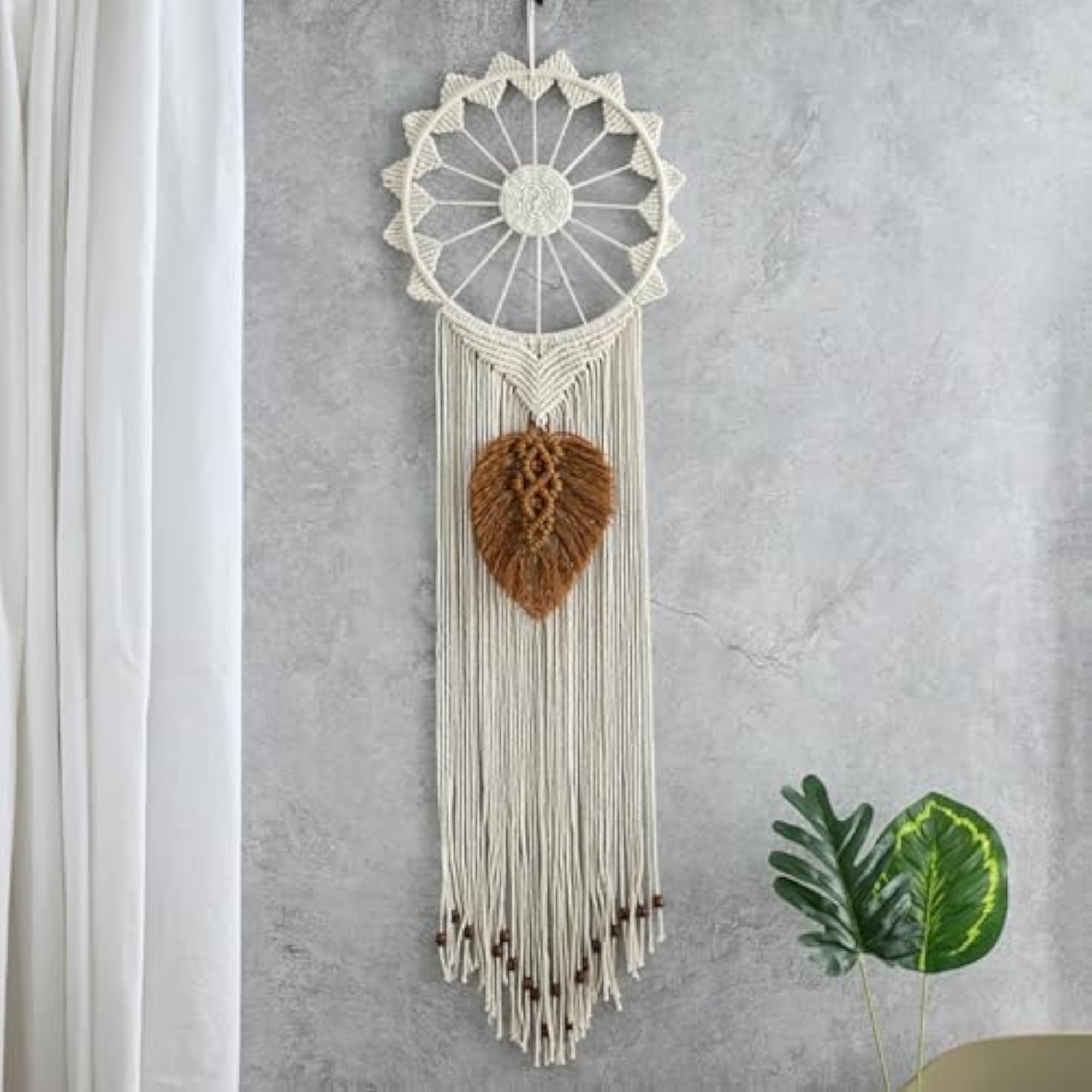 Sunflower Leaves Macrame Wall Hanging Dream Catcher